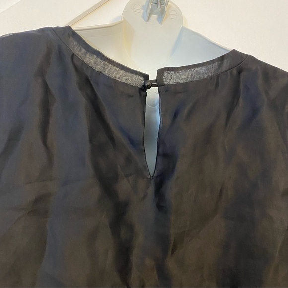 Space Style Concept Silk Overlay Sleeveless Shift Knee Length Dress Black Sz L - Picture 5 of 9